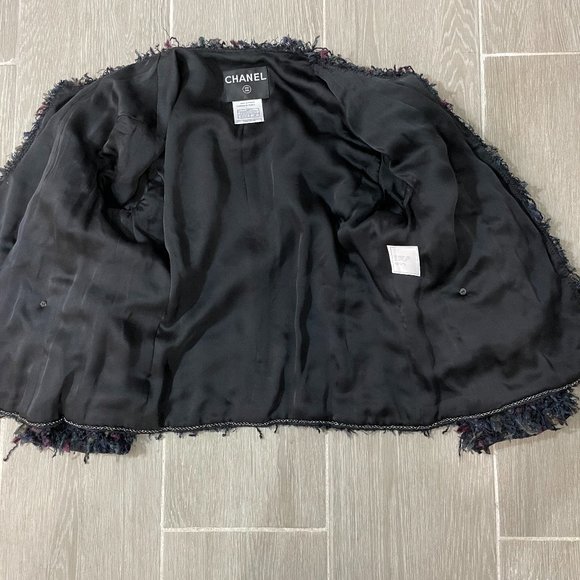 CHANEL $6500 06P BLACK MULTICOLOR FRINGED TWEED - Picture 6 of 11